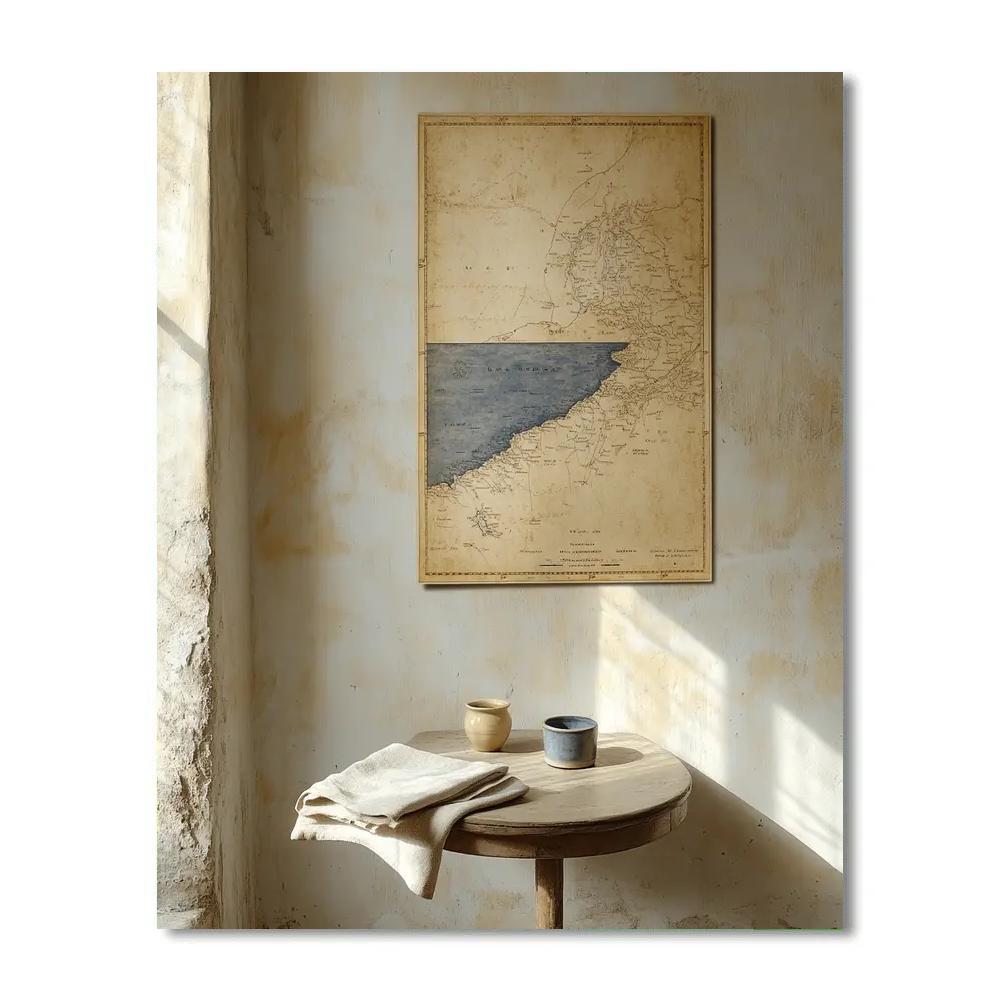 Johannes Vermeer Inspired Map On Sunwashed Interior Wall DIY paint by numbers