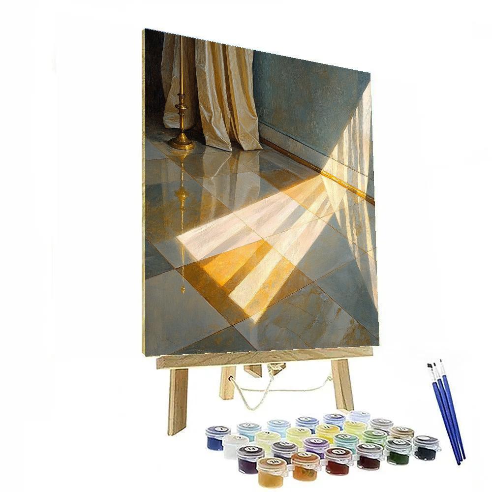 Johannes Vermeer Inspired Sun Shaft Over Polished Floor Paint by numbers art