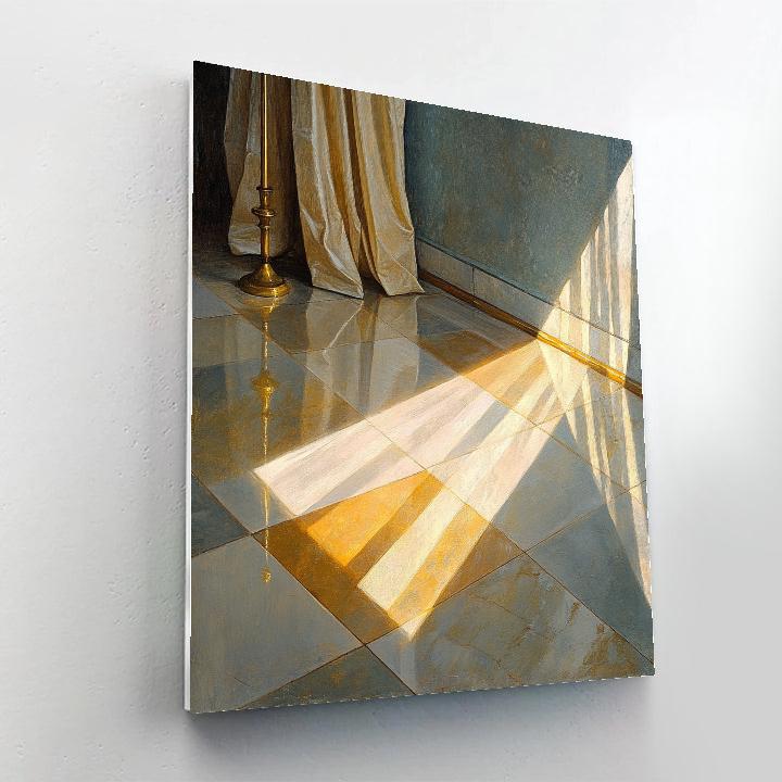 Johannes Vermeer Inspired Sun Shaft Over Polished Floor Paint by numbers art