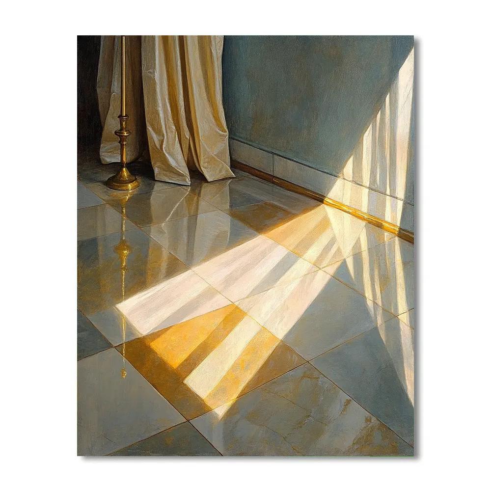 Johannes Vermeer Inspired Sun Shaft Over Polished Floor Paint by numbers art