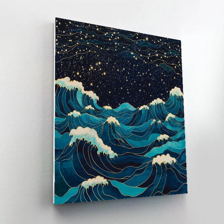 Hokusai Inspired Celestial Waves DIY paint by numbers