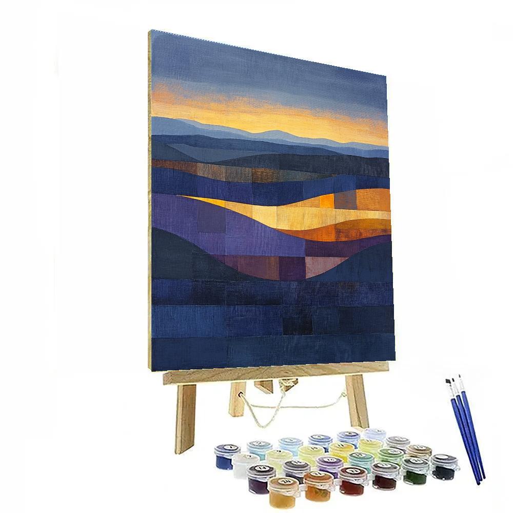 Jean-Paul Riopelle Inspired Twilight Mosaic Landscape paint by color