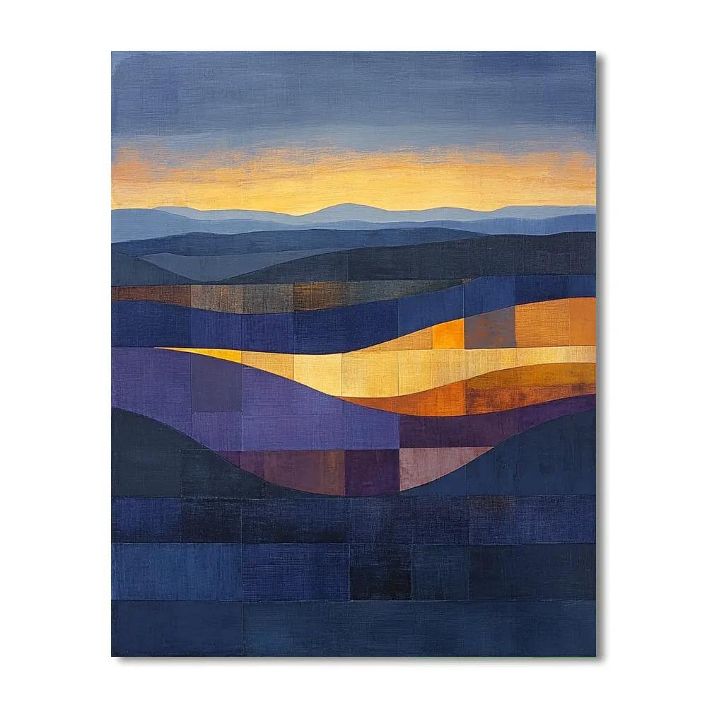 Jean-Paul Riopelle Inspired Twilight Mosaic Landscape paint by color