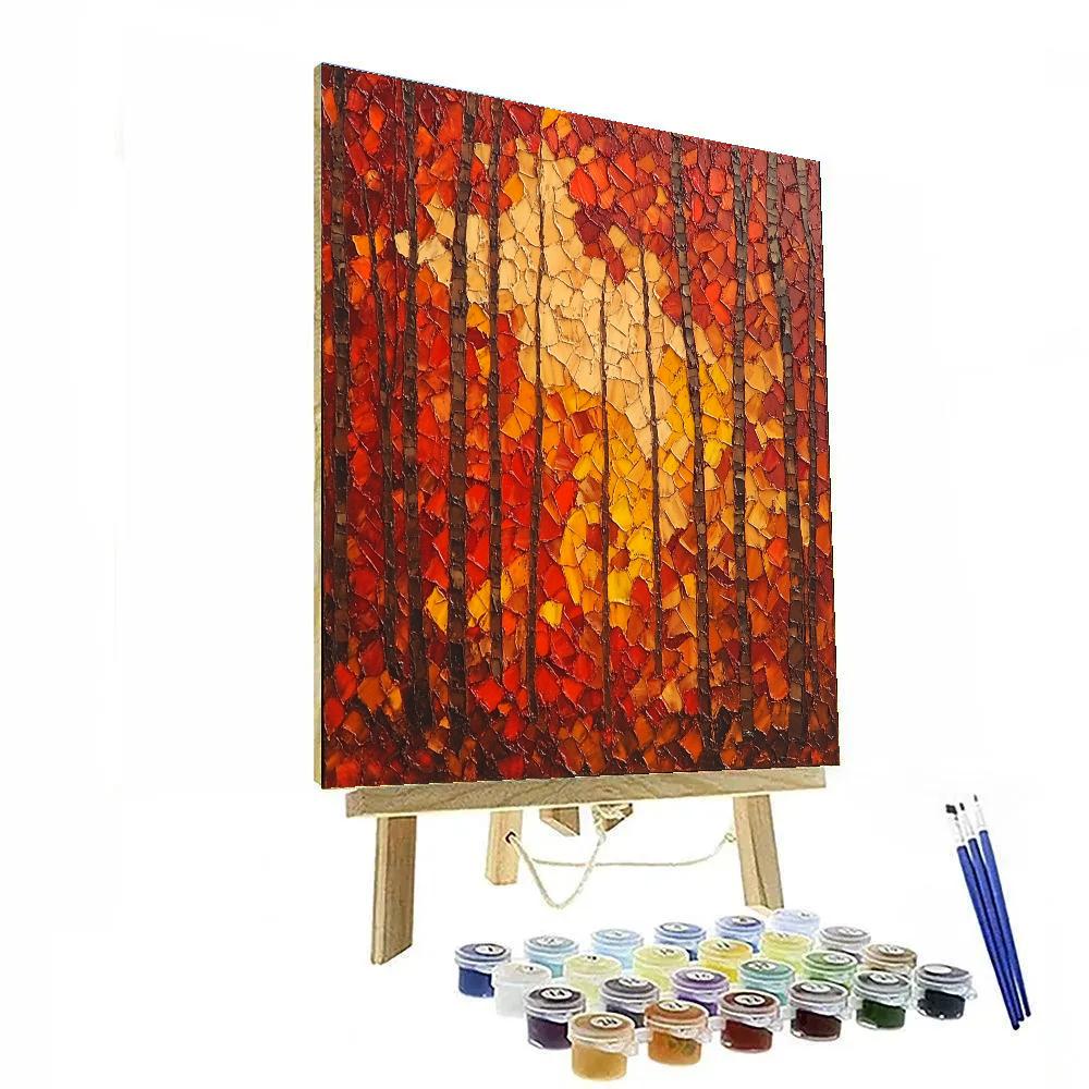 Jean-Paul Riopelle Inspired Fiery Autumn Mosaic Forest Number painting
