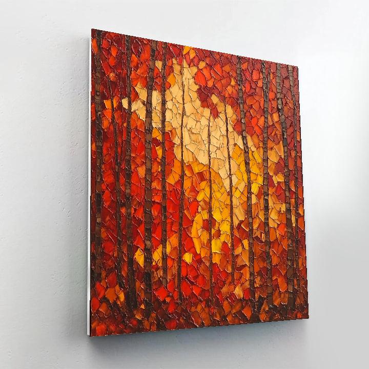 Jean-Paul Riopelle Inspired Fiery Autumn Mosaic Forest Number painting