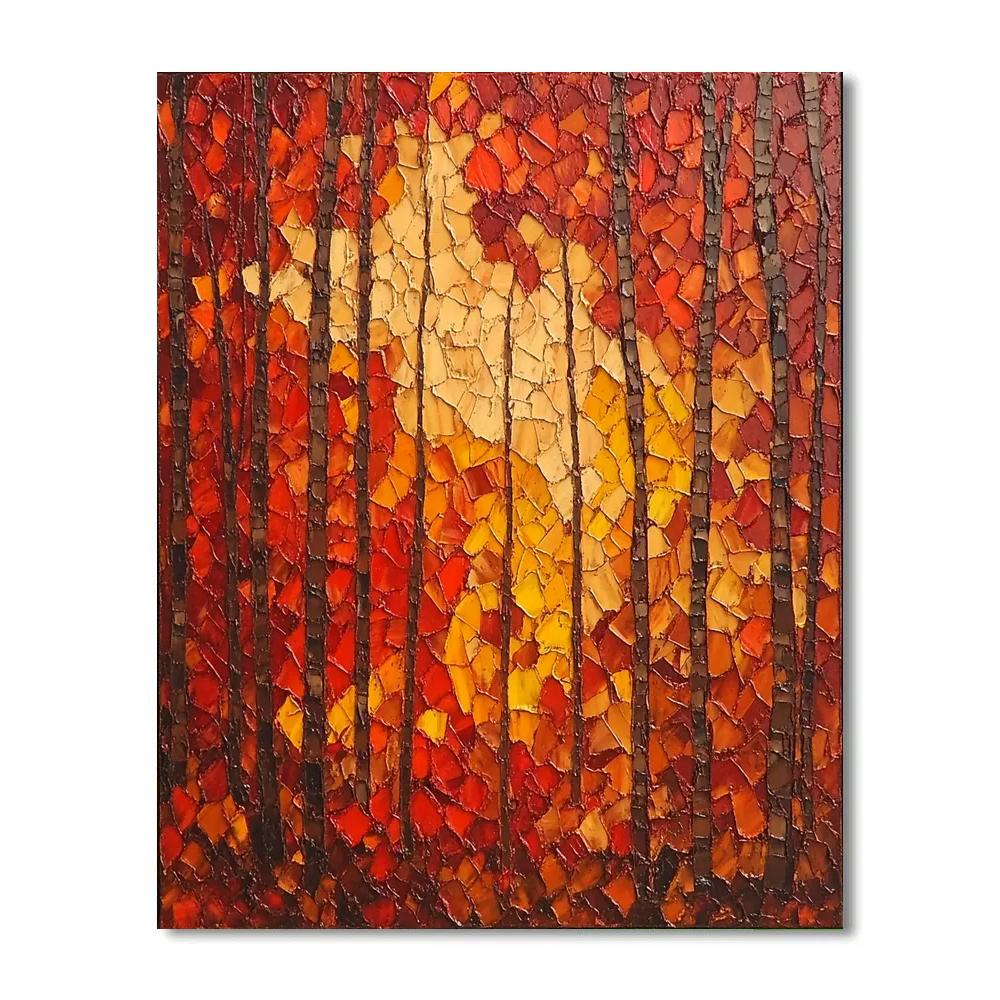 Jean-Paul Riopelle Inspired Fiery Autumn Mosaic Forest Number painting