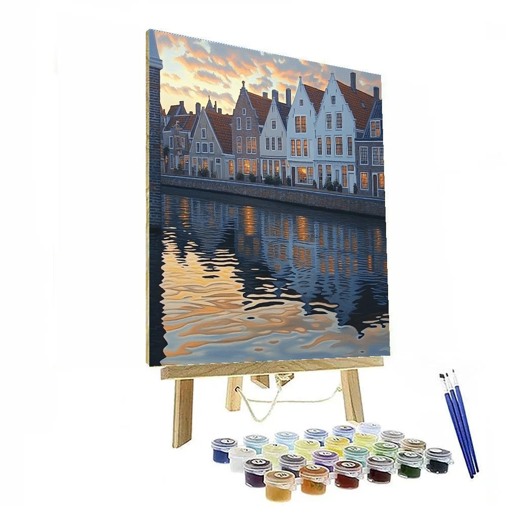 Johannes Vermeer Inspired Delft Canal Reflections At Twilight Paint by numbers art