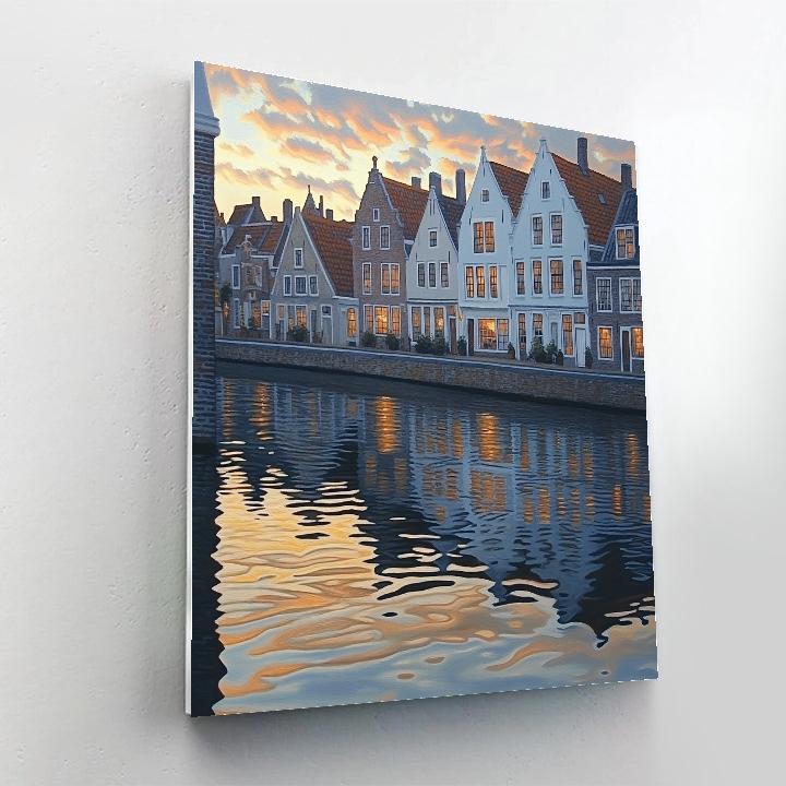 Johannes Vermeer Inspired Delft Canal Reflections At Twilight Paint by numbers art