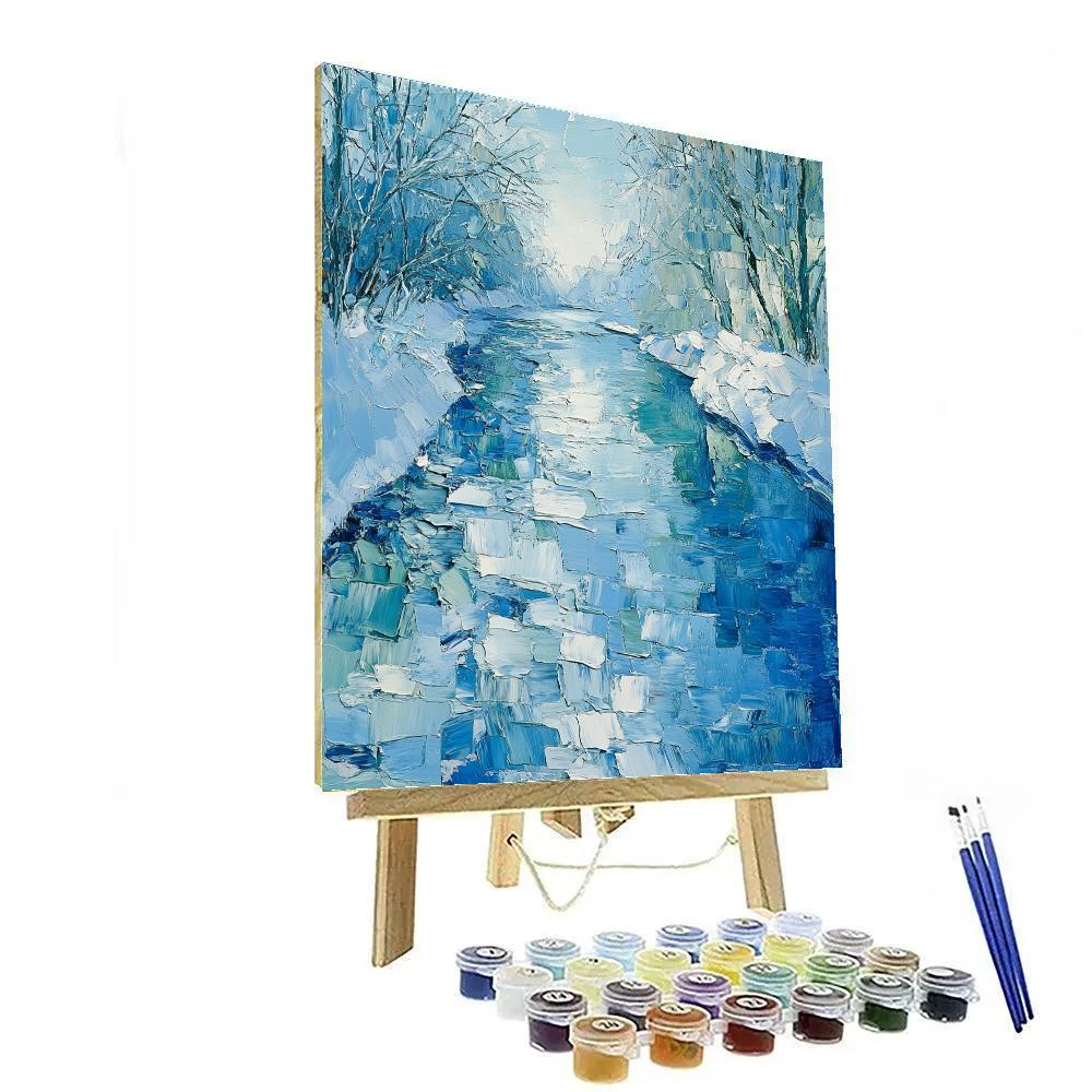 Jean-Paul Riopelle Inspired Icy River Impasto Reflections paint by color