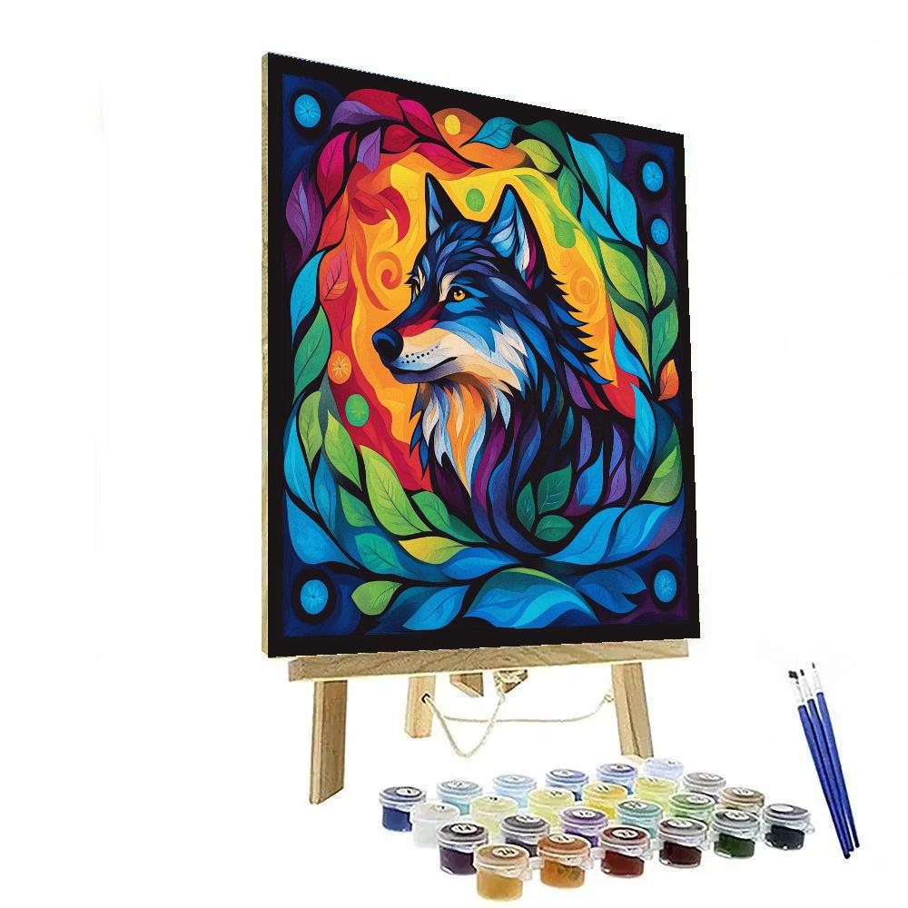 Norval Morrisseau Inspired Wolf Of The Northern Wind paint by numbers