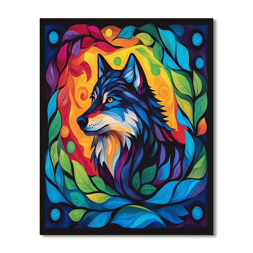 Norval Morrisseau Inspired Wolf Of The Northern Wind paint by numbers