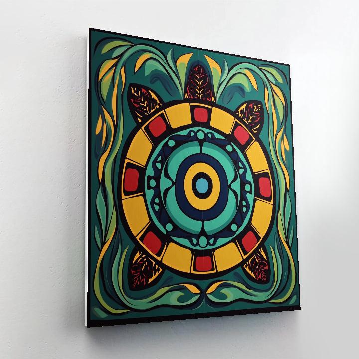 Norval Morrisseau Inspired Turtle Of The Sacred Waters paint by color