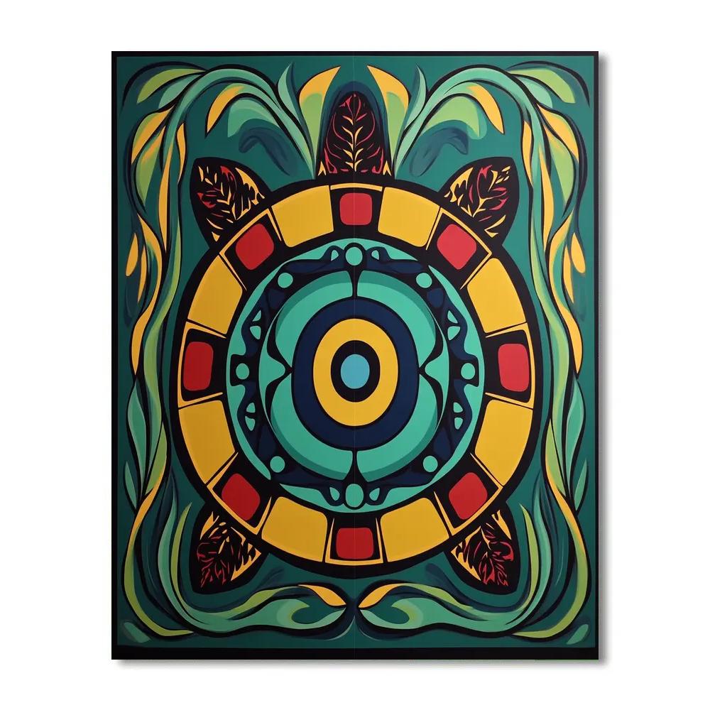 Norval Morrisseau Inspired Turtle Of The Sacred Waters paint by color