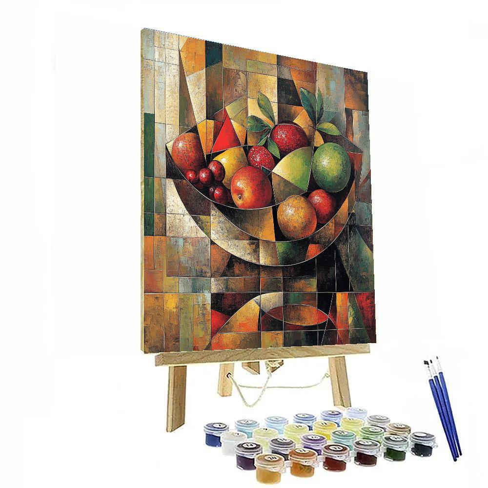 Pablo Picasso Inspired Abstracted Cubist Fruit Bowl Paint by numbers art
