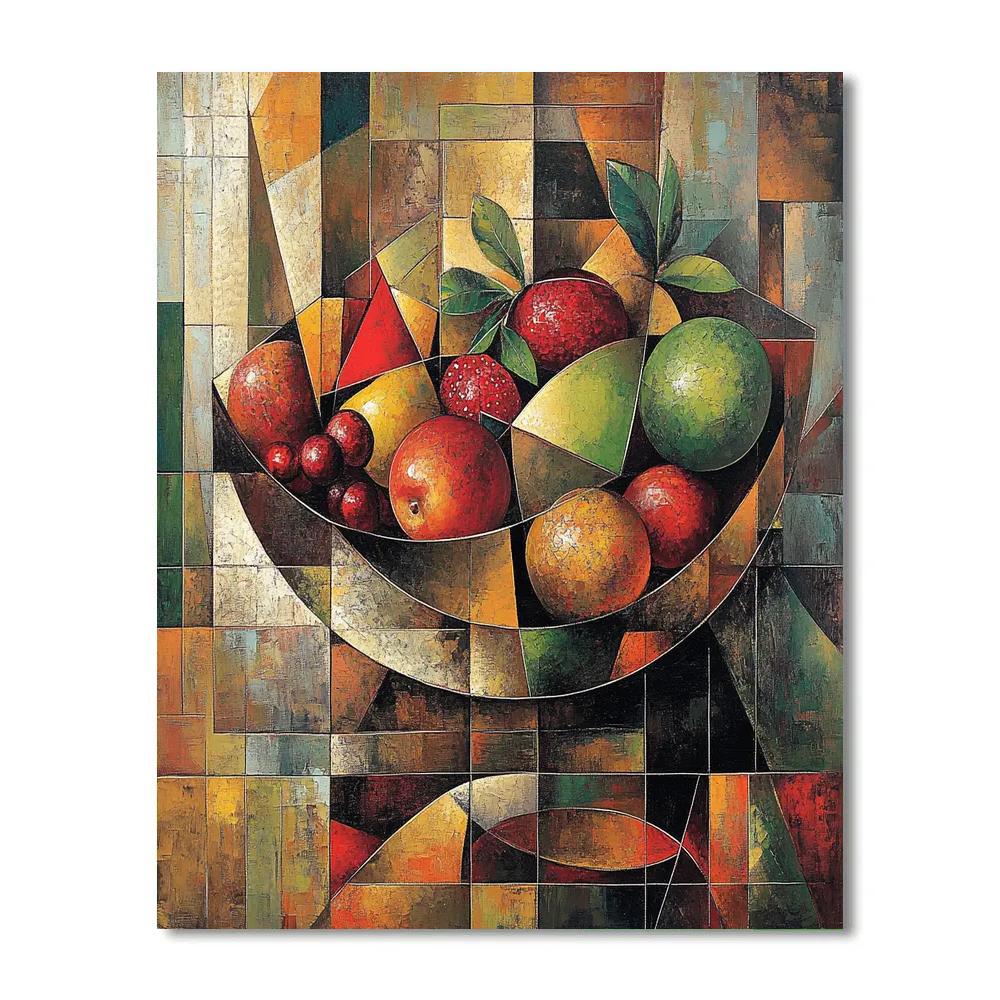 Pablo Picasso Inspired Abstracted Cubist Fruit Bowl Paint by numbers art