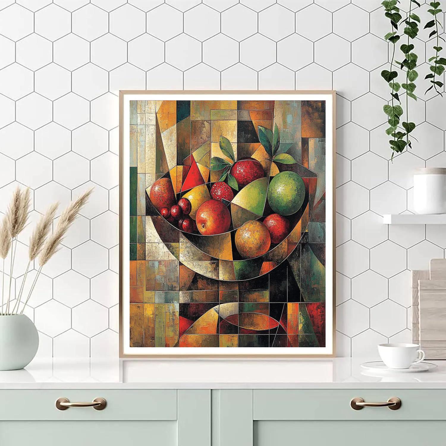Pablo Picasso Inspired Abstracted Cubist Fruit Bowl Paint by numbers art
