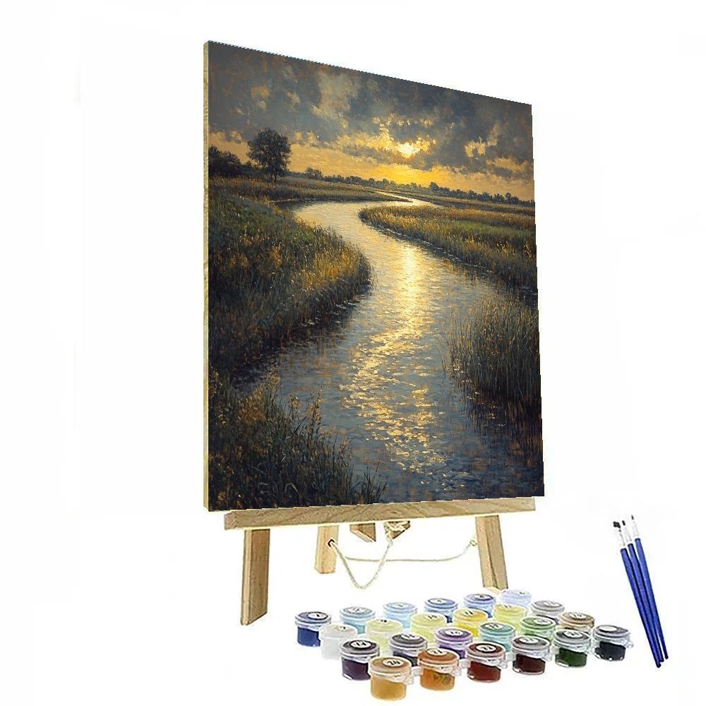Rembrandt Inspired River With Golden Break Painting by numbers kit