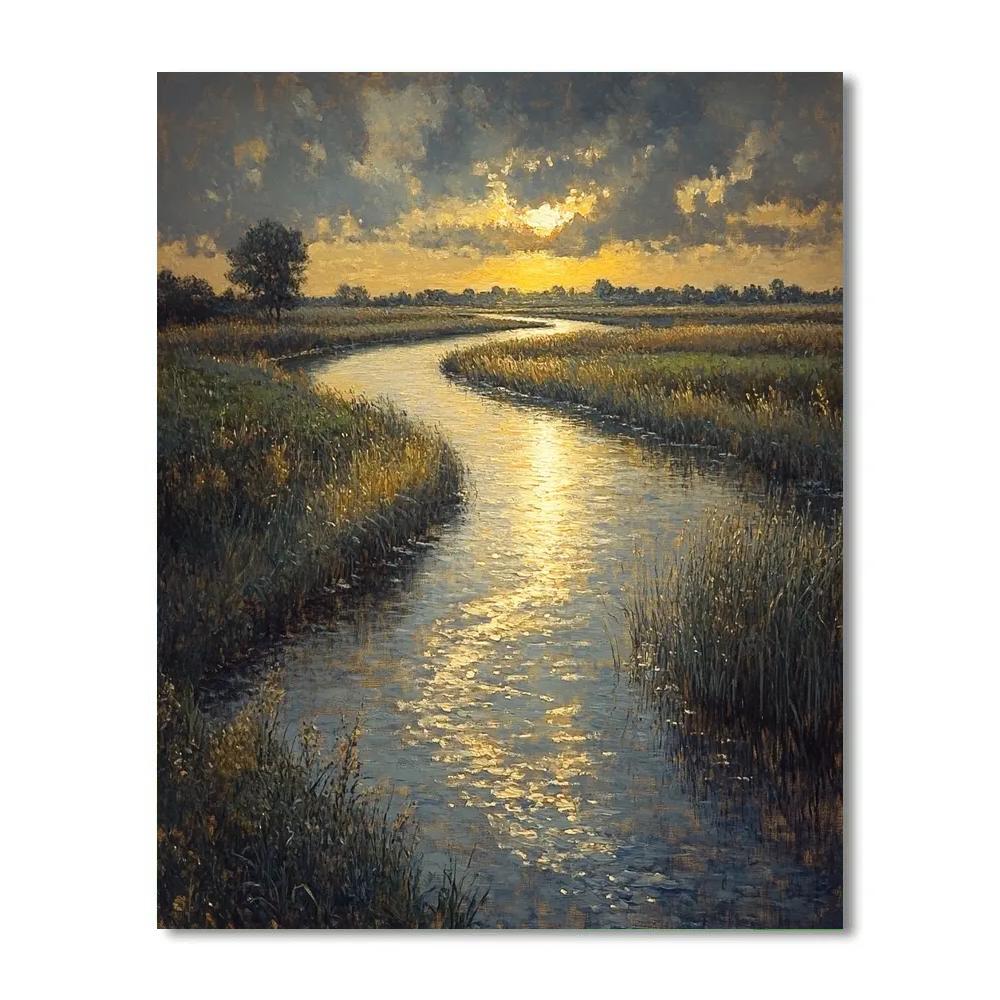 Rembrandt Inspired River With Golden Break Painting by numbers kit