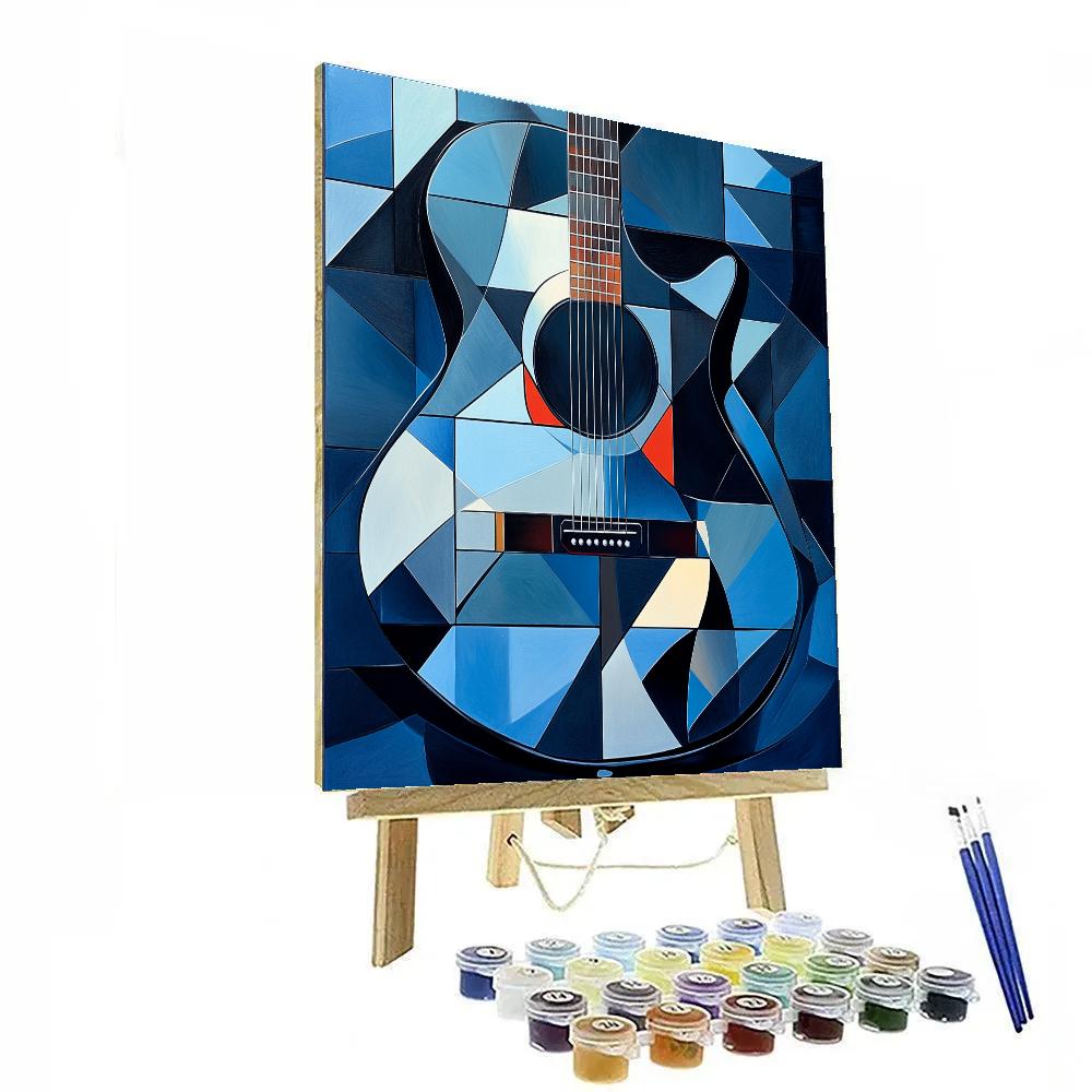 Pablo Picasso Inspired Cubist Guitar Composition paint by number