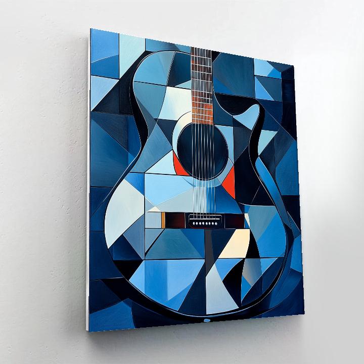 Pablo Picasso Inspired Cubist Guitar Composition paint by number