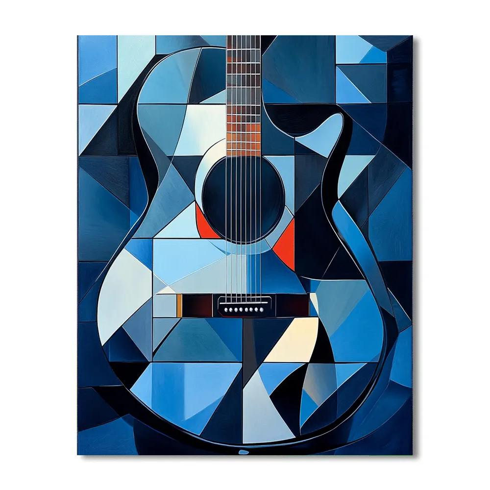 Pablo Picasso Inspired Cubist Guitar Composition paint by number