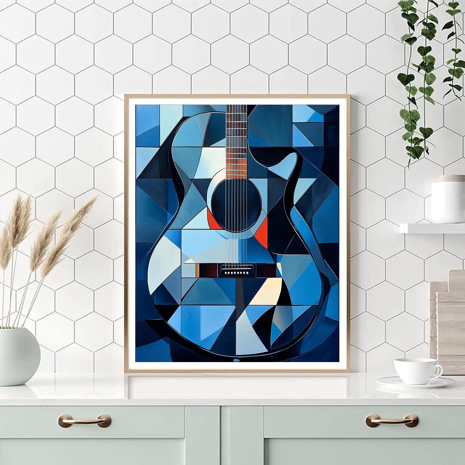 Pablo Picasso Inspired Cubist Guitar Composition paint by number