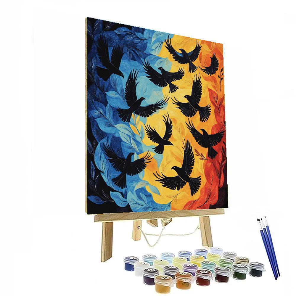 Norval Morrisseau Inspired Eagles Of The Spirit Sky painting number kit