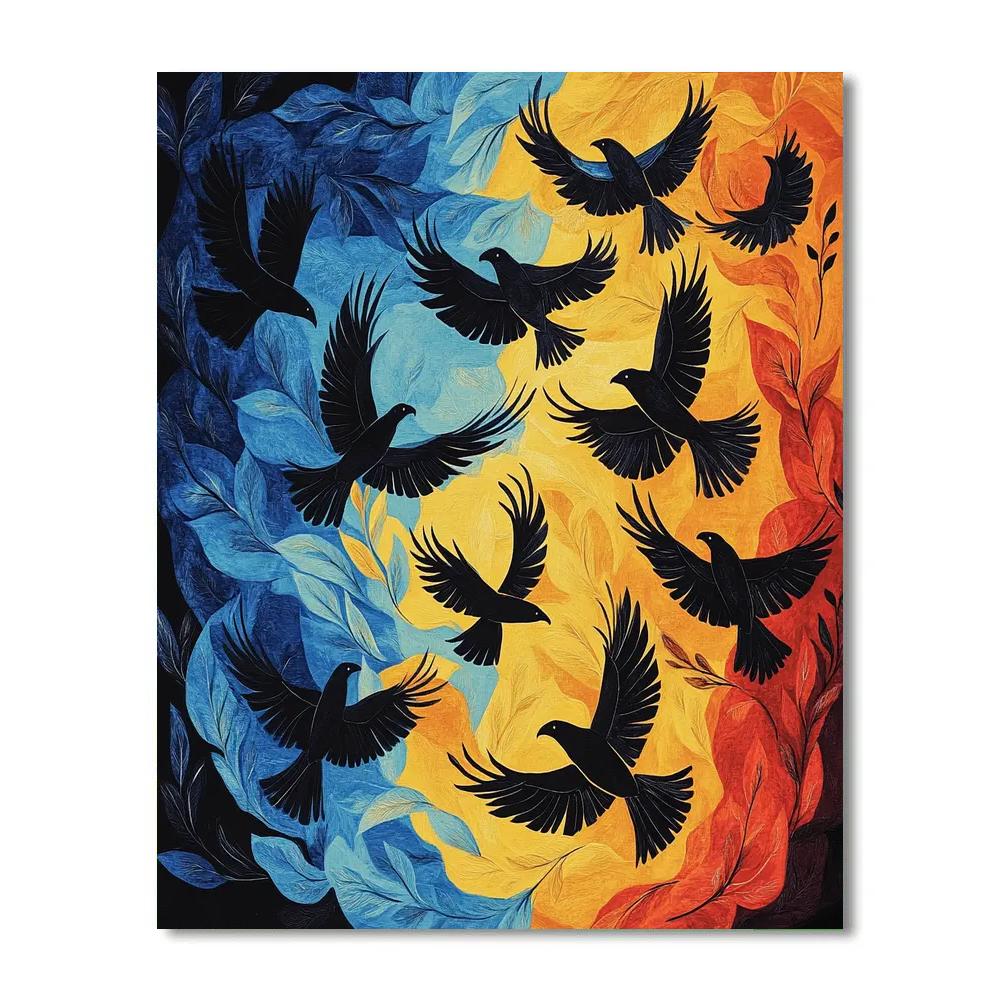 Norval Morrisseau Inspired Eagles Of The Spirit Sky painting number kit