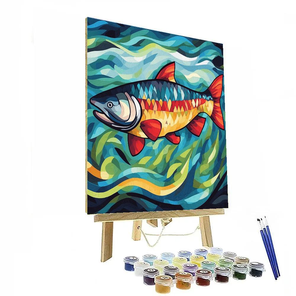 Norval Morrisseau Inspired Salmon Of The Flowing Spirit Numbered painting kits