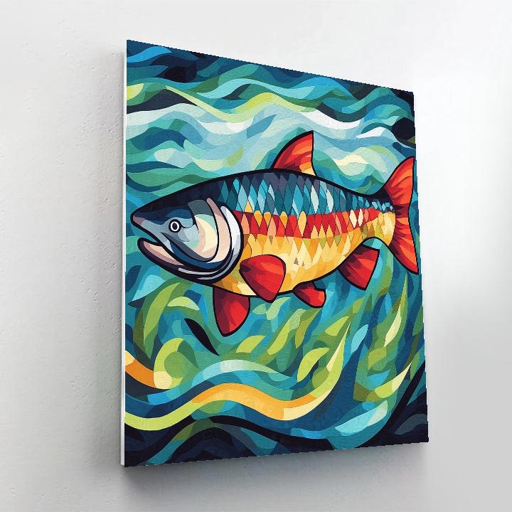 Norval Morrisseau Inspired Salmon Of The Flowing Spirit Numbered painting kits