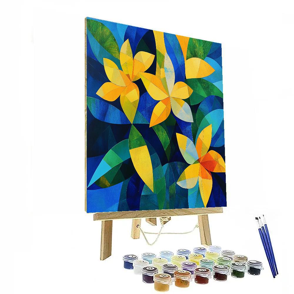 Pablo Picasso Inspired Fractured Floral Composition paint by color