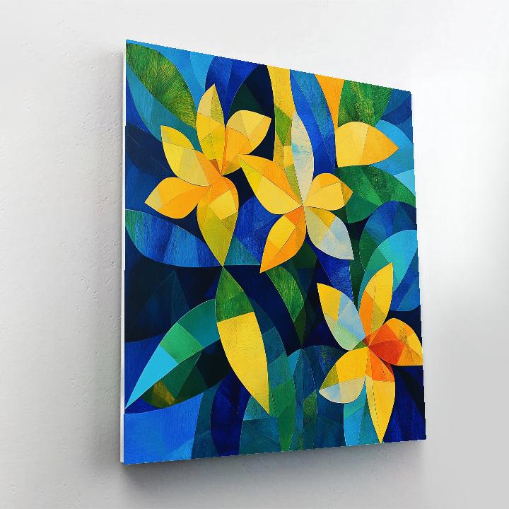 Pablo Picasso Inspired Fractured Floral Composition paint by color