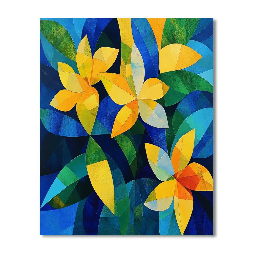 Pablo Picasso Inspired Fractured Floral Composition paint by color