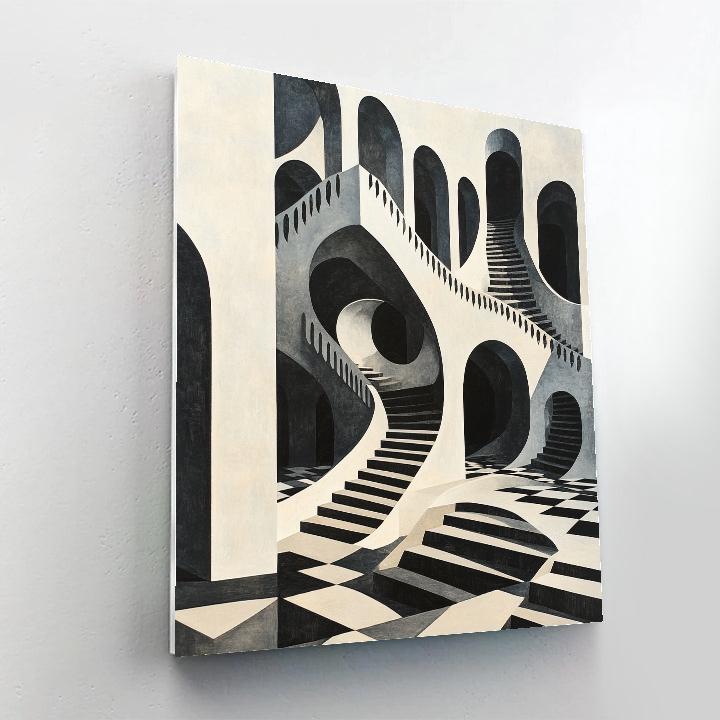 M.C. Escher Inspired Infinite Stairwell Numbered painting kits