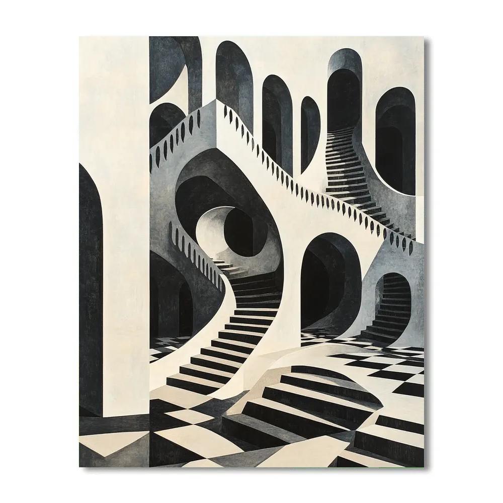 M.C. Escher Inspired Infinite Stairwell Numbered painting kits