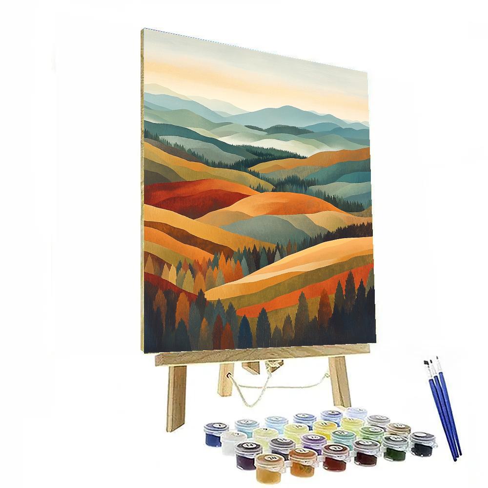 Hiroshige Inspired Autumn Mist Highlands paint by color