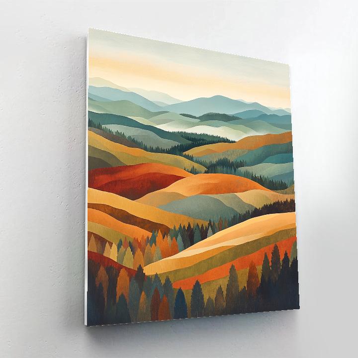 Hiroshige Inspired Autumn Mist Highlands paint by color