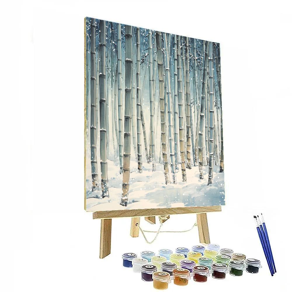 Hiroshige Inspired Snowbound Bamboo Grove paint by number
