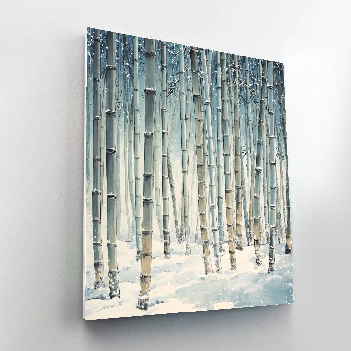Hiroshige Inspired Snowbound Bamboo Grove paint by number