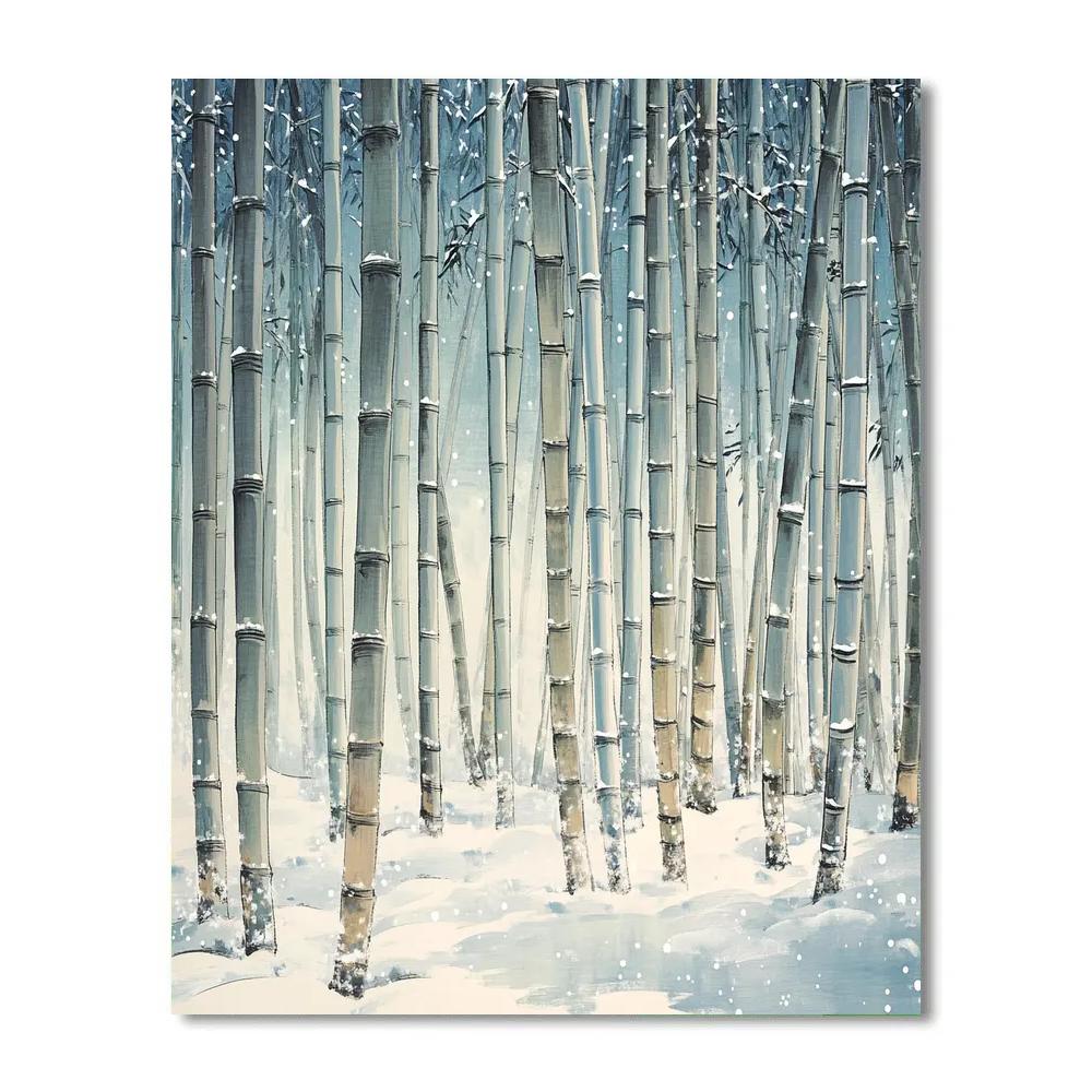 Hiroshige Inspired Snowbound Bamboo Grove paint by number