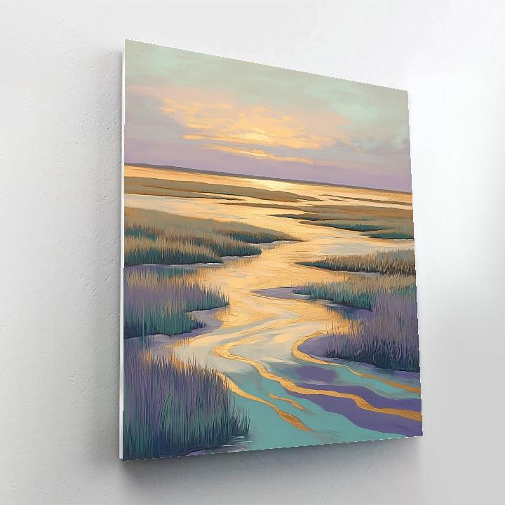 Hiroshige Inspired Dawn Over Tidal Plains Number painting