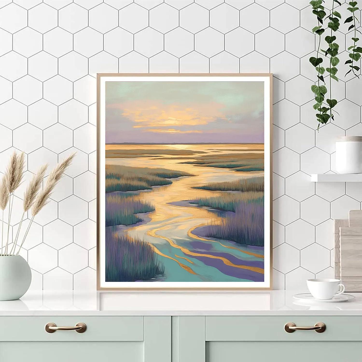 Hiroshige Inspired Dawn Over Tidal Plains Number painting