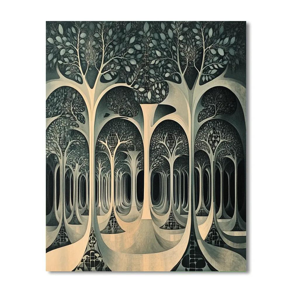 M.C. Escher Inspired Fractal Forest Of Forms DIY paint by numbers