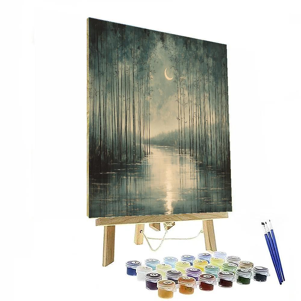 Zhao Mengfu Inspired Moonlit Bamboo Harmony painting number kit