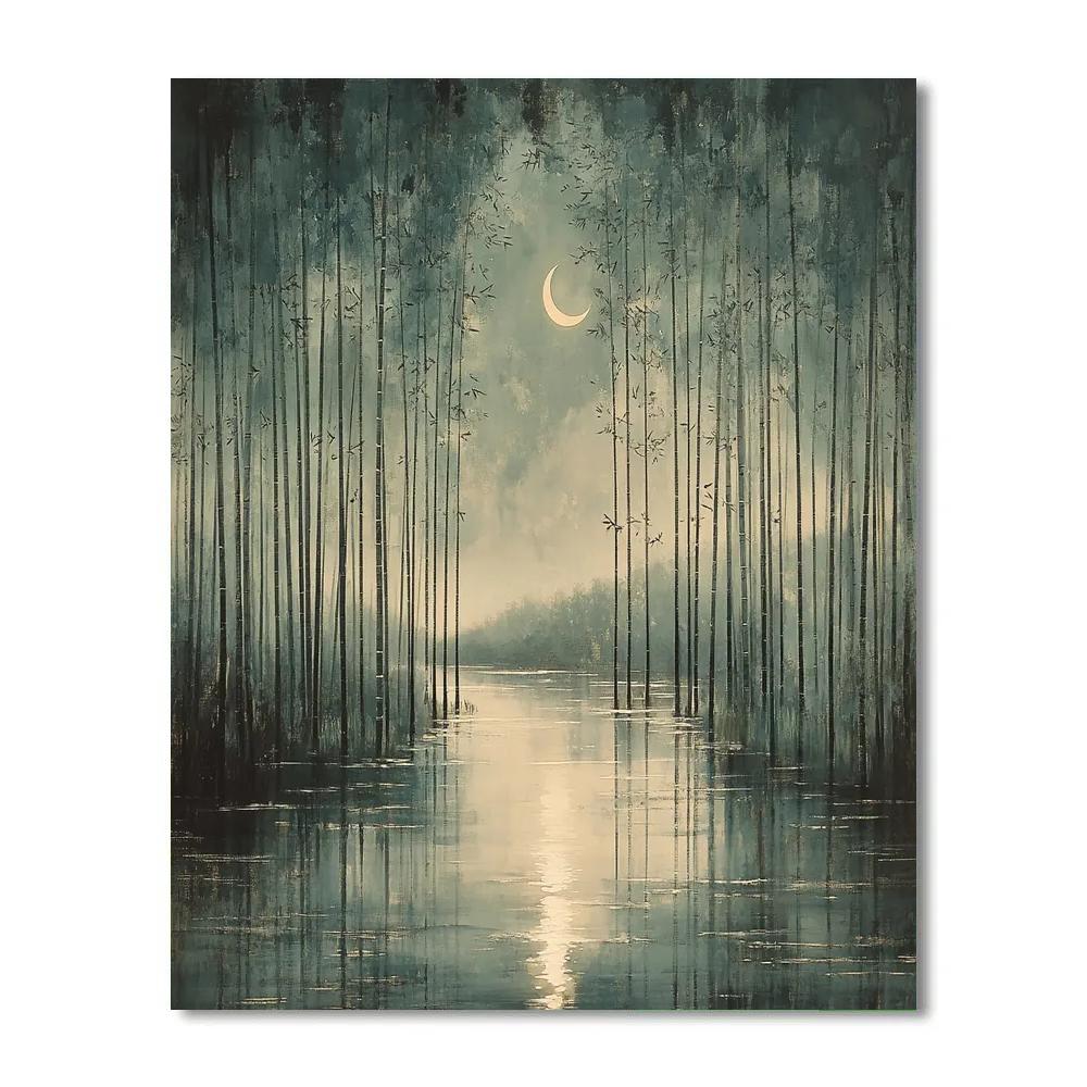 Zhao Mengfu Inspired Moonlit Bamboo Harmony painting number kit