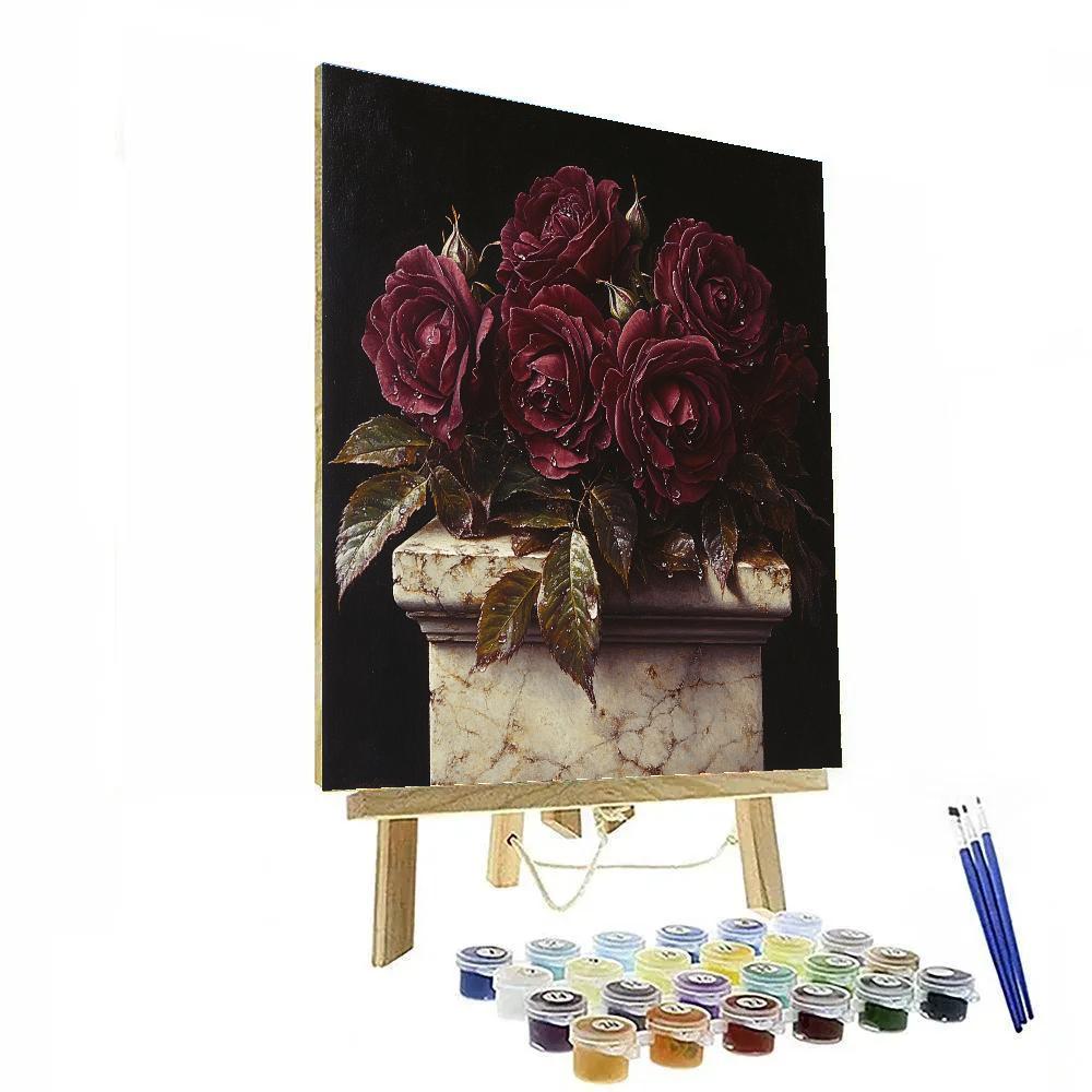 Caravaggio Inspired Night Blooming Roses Study paint by color