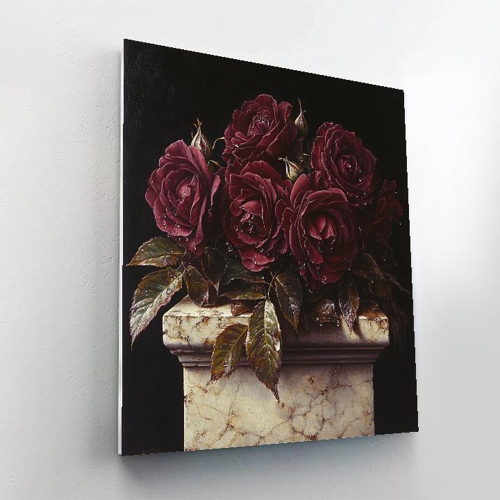Caravaggio Inspired Night Blooming Roses Study paint by color