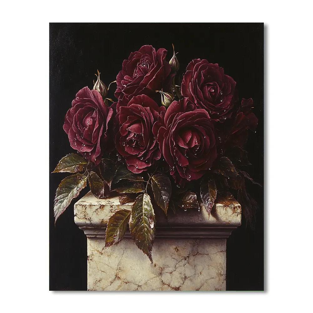 Caravaggio Inspired Night Blooming Roses Study paint by color