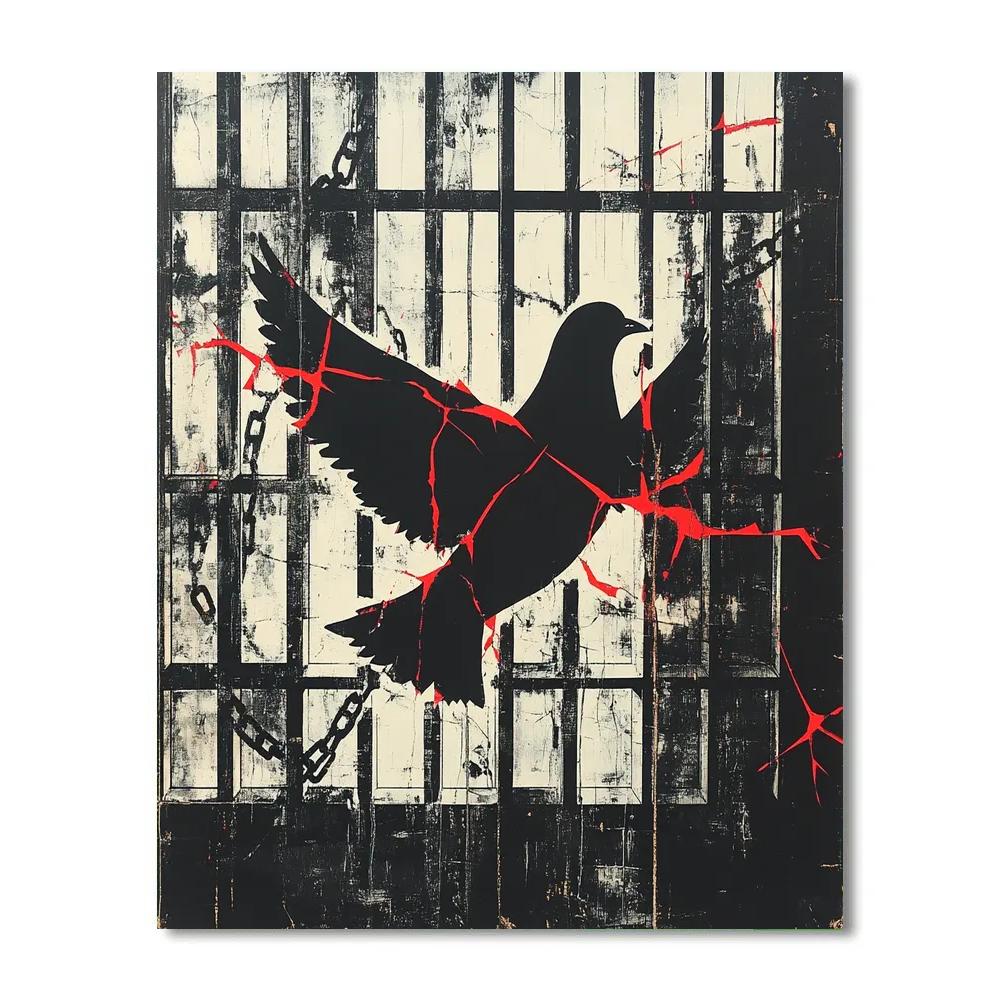 Banksy Inspired Freedom Fragmentation paint by number
