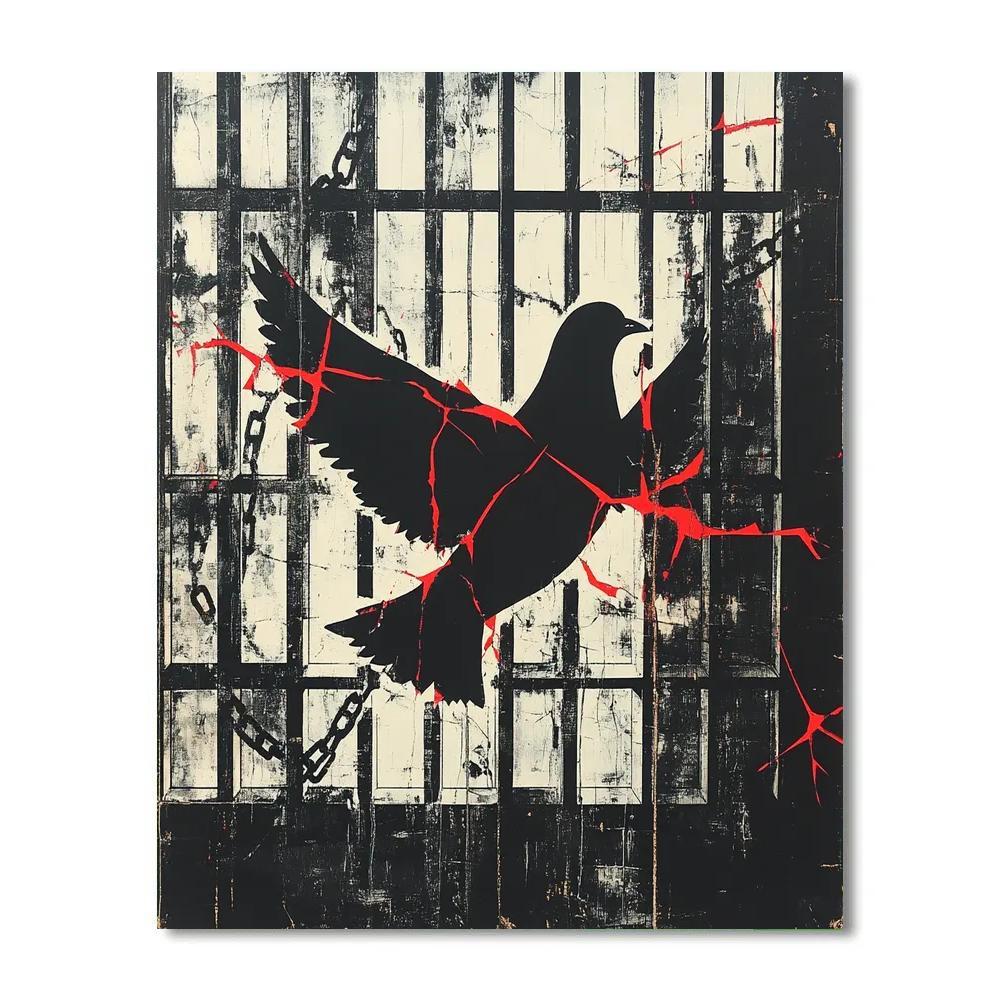 Banksy Inspired Freedom Fragmentation paint by number